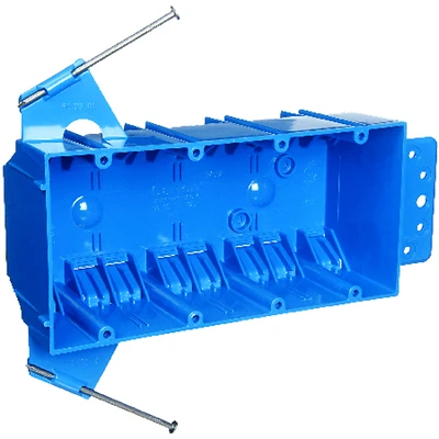 Carlon B455A-UPC 4-Gang New Work Switch & Outlet Box, PVC, 7-3/5 x 3-7/10 x 2-1/2 In.
