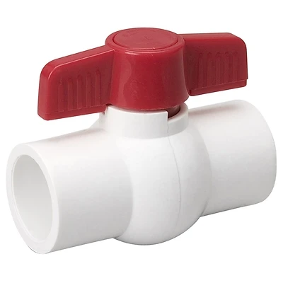 Solvent Ball Valve, White PVC, 1 In.