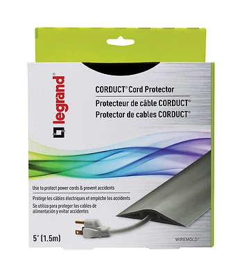 Wiremold CDB-5 Cord Protector, 5 ft L, 2-1/2 in W, Rubber, Brown