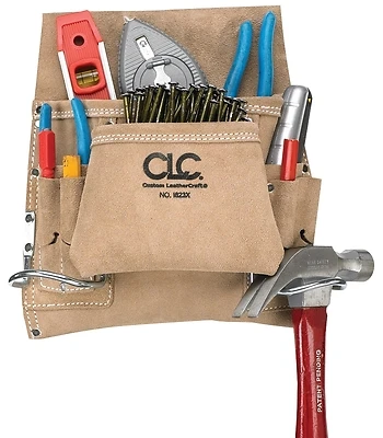 8-pocket Suede Leather Carpenter's Nail & Tool Bag, Model I823x