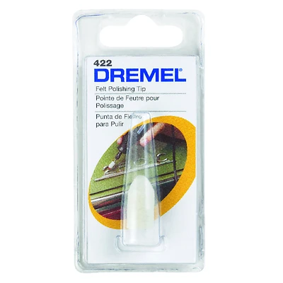 Dremel 422 Polishing Cone, 10 mm Dia, 1 in L, 3.2 mm Dia Shank, Felt Fabric