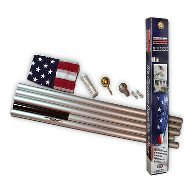 Valley Forge AFP20F American Flag Kit, 3x5 Ft Nylon Flag, 20 Ft Aluminum Pole