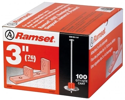 Ramset 07886 Drive Pin with Washer, 3 in L, Steel