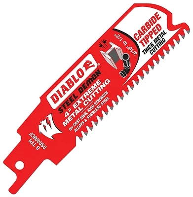 Diablo DS0408CF Steel Demon Reciprocating Saw Blade, 8 TPI, 1 In. x 4 In.