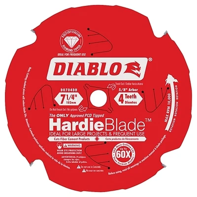 Diablo D0704DH Circular Saw Blade, 7-1/4 in Dia, 4-Teeth, 5/8 in Arbor, Polycrystalline Cutting Edge
