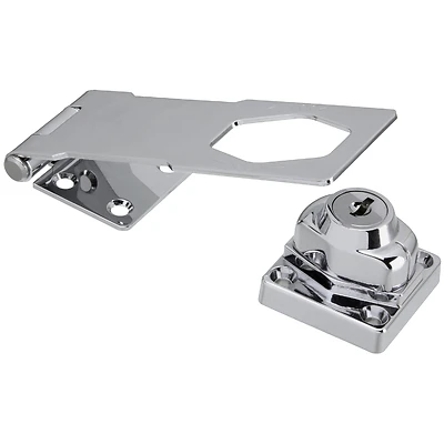 National Hardware Chrome Keyed Hasp Lock, 6 In., Brass/Steel
