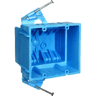 Carlon BH235A 2-Gang PVC Outlet Box, 35 cu-in, Blue