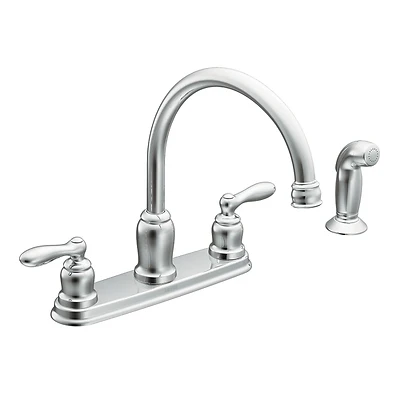 Moen Caldwell Kitchen Faucet, 2-Handle, Side Spray, Chrome, 1.5 GPM