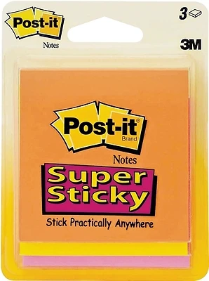 Post-it 3321-SSAN Marrakesh Super Sticky Notes, 3x3 In., Neon, 3 Pads