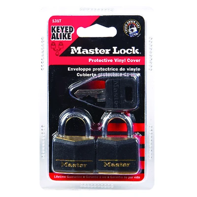 Master Lock 131T Covered Padlock, Keyed Alike, 1-3/16 In, 2 Pack