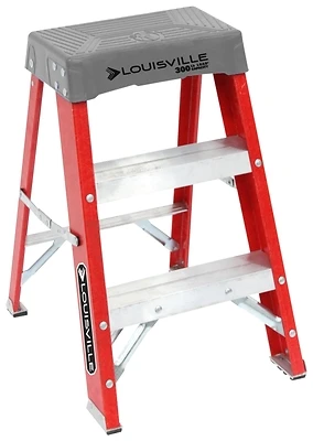 Fs1500 Series Fs1502 2-step Fiberglass Step Stool, 300 Lb Capacity, Orange/silver