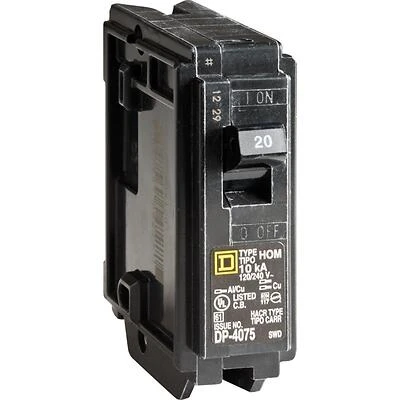 Square D Homeline HOM120CP Circuit Breaker, 20-Amp, 1-Pole, 120V