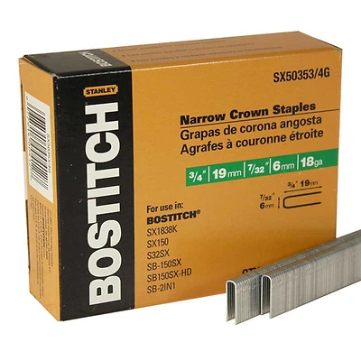 Bostitch SX5035-3/4G Crown Staple, 3/4 In. Leg, 18 Gauge, Galvanized