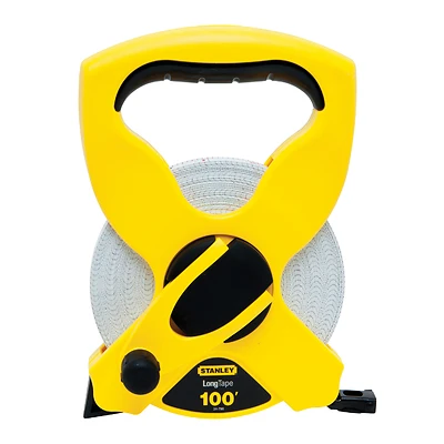 STANLEY 34-790 Tape Measure, 100 ft L Blade, 1/2 in W Blade, Fiberglass Blade, ABS Case, Black/Yellow Case