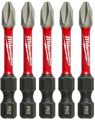 Milwaukee 48-32-4602 Shockwave #2 Phillips Impact Power Bit, 2 In., 5-Pack