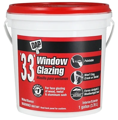 DAP 12019 33 Window Glazing Compound, White, 1 Gallon