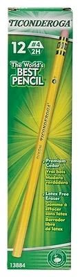 Dixon Ticonderoga Extra Hard Yellow Woodcase Pencil 2h #4, 12 Count