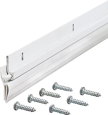 M-D 05215 Door Sweep, Aluminum and Vinyl, White, 1-1/4 x 36 In.