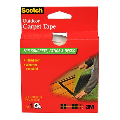 Scotch CT3010 Outdoor Carpet Tape, 1-3/8 In. x 40 Ft.