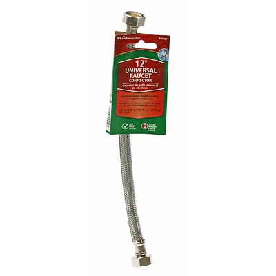 Fluidmaster B4F12U Faucet Connector, 1/2 In. FIP, 12 In., Stainless Steel
