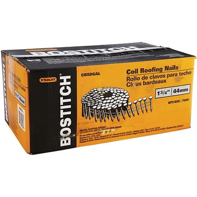 Bostitch CR5DGAL Roofing Nails, 1-3/4 In., 11 Gauge, Galvanized, 7,200-Ct.