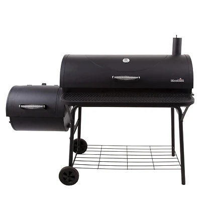 Deluxe Offset Charcoal Smoker Grill, 3 Grate, 1280 Sq-in Cooking Surface, Black