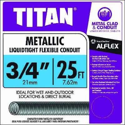 Southwire 55082721 Sealtite Flexible Conduit, Steel, 3/4 In. x 25 Ft.