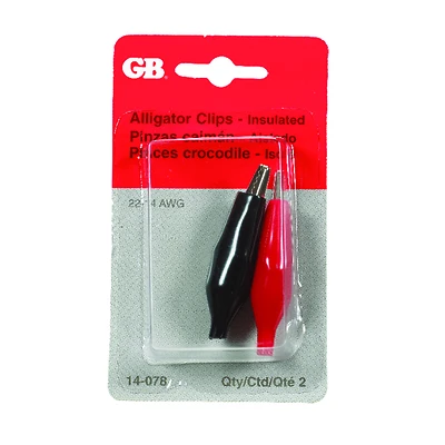 Gardner Bender 14-078 Alligator Clip, 7/16 in Jaw Opening, 22 to 14 AWG Wire, Vinyl Insulation, Black/Red