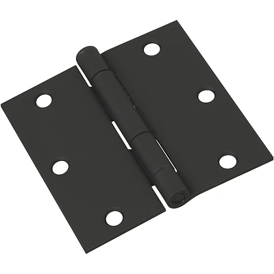 National Hardware N241-190 Square Corner Door Hinge, 3-1/2 In., Black