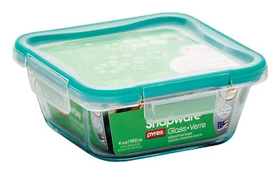 Snapware 1109304 Total Solution 4-Cup Square Glass Storage Container, Pyrex