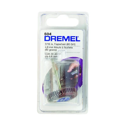 Dremel 504 Flap Wheel, 3/16 In., 80-Grit, 1/8 In. Arbor