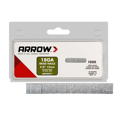 Arrow BN1810CS Brad Nail, 5/8 in L, Steel, Natural, Smooth Shank