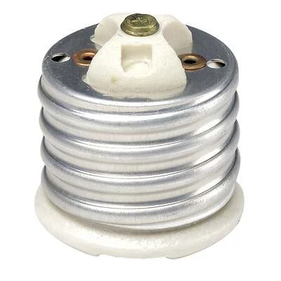 Leviton 000-08681-000 Adapter, Mogul to Medium Base, 660 W, Aluminum/Glazed Porcelain, White