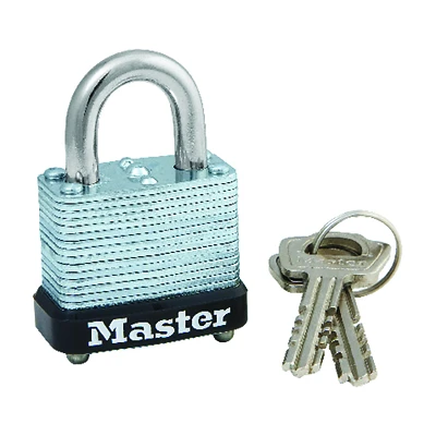 Master Lock 105D Padlock, Keyed, 1-1/8 In., Laminated Steel