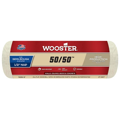Wooster R295-9 50/50 Paint Roller Cover, 1/2-In. Nap, 9-In.