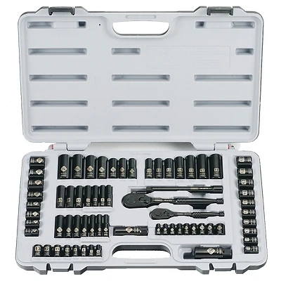 STANLEY 92-824 Socket Set, Chrome, Black