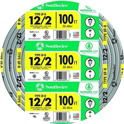 12/2 Underground Feeder Cable With Ground, 100 Ft.