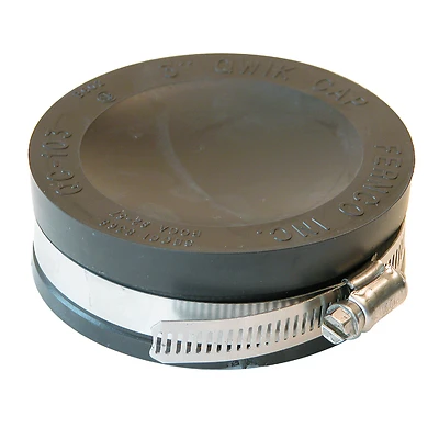 Fernco PQC-103 Qwik Cap Flexible PVC Pipe Cap, 3 In., Slip Connection