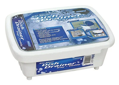 Camco USA 43511 Dish Drainer and Tray, Plastic, White, 11.69 in L, 9-1/2 in W, 4-3/4 in H