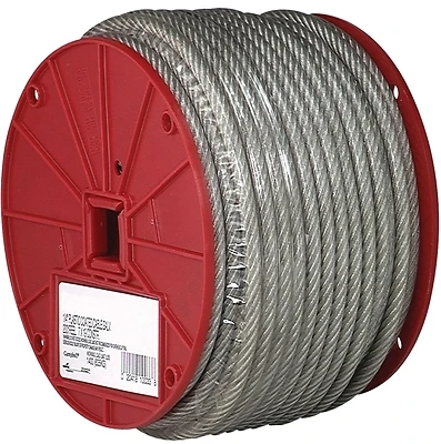 Clear Vinyl Galvanized Cable, 7x7, 3/32 In.-3/16 In. x 250 Ft.