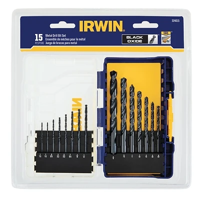 Irwin 314015 Drill Bit Set, Black Oxide, 15-Piece