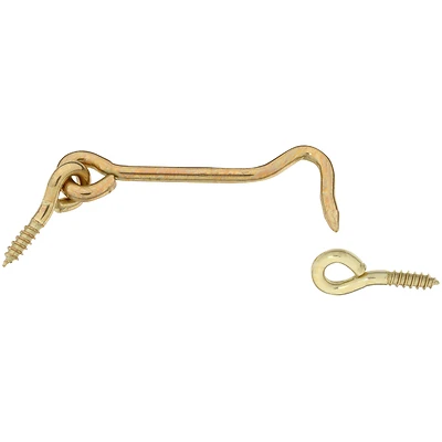 National Hardware N118-158 Hook & Eye, Solid Brass, 3 In.