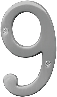 Hy-Ko BR-43SN/9 House Number 9, Satin Nickel, 4 In., Solid Brass