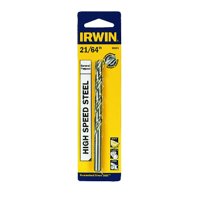 Irwin 60521 Jobber Drill Bit, 21/64 In Dia, 2-13/16 In Oal, Spiral Flute