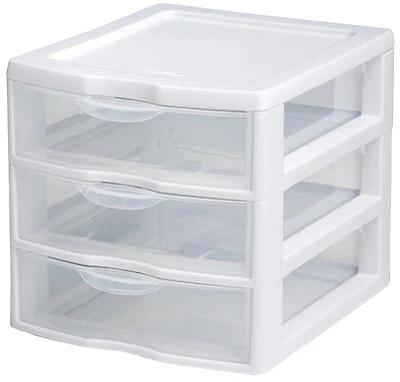 Sterilite 20738006 3-Drawer Organizer, Clear, 7.25 In W x 8.5 In D