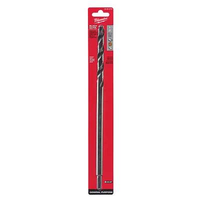 Milwaukee 48-89-2776 Black Oxide Drill Bit, 1/2 In. x 12 In., 3-Flat Shank