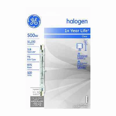 GE 19382 Halogen Bulb, 500W, T3, R7S Base, 11100 Lumens