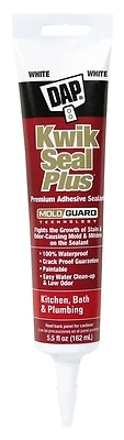 Dap 18526 Kwik Seal Plus Kitchen/Bath Caulk, White, 5.5 Oz