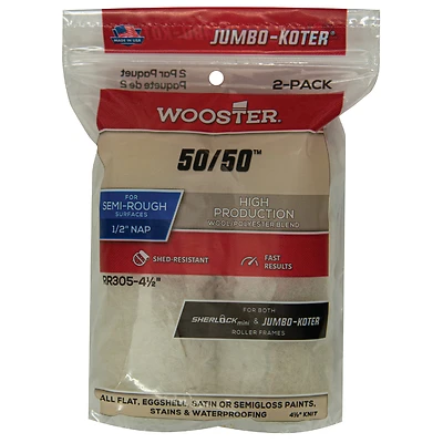 Wooster RR305-4 1/2 Jumbo-Koter Paint Roller Cover, Wool Blend, 4.5-In., 2-Pk.