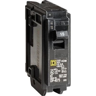 Square D Homeline HOM115CP Circuit Breaker, 15-Amp, Single-Pole, 120V